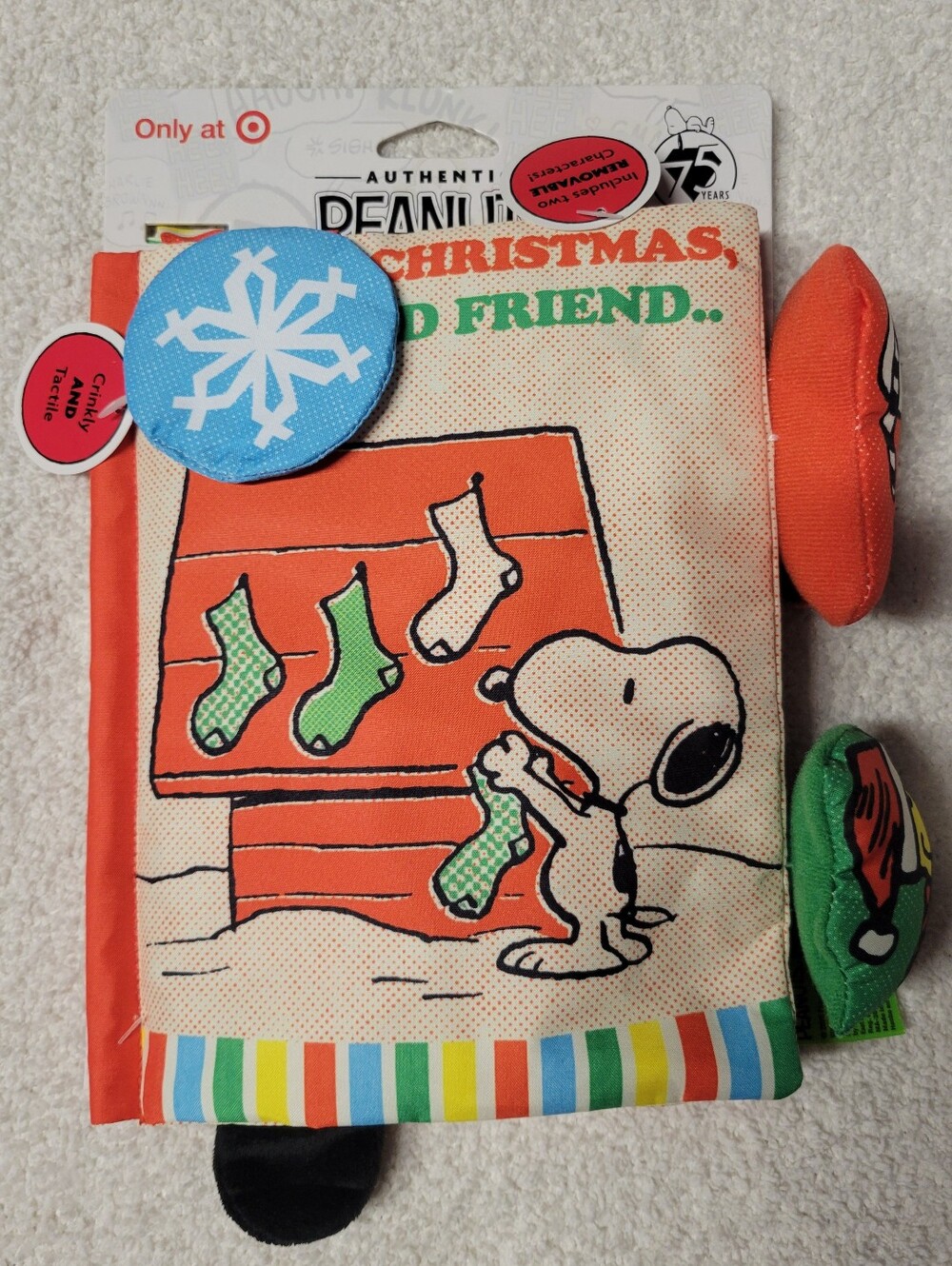 Peanuts Snoopy Christmas Baby Deluxe Soft Book Learning Toy Target Exclusive NEW